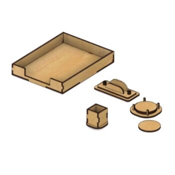 Intra απο ξύλο plywood 3mm-4mm πάχος - Σετ αξεσουάρ γραφείου Δίσκος εγγράφων Σουβέρ για μολύβι Θήκη επαγγελματικής κάρτας Δίασταση 30x30 cm Intraeaxys-m1d65rx7 - Image 1