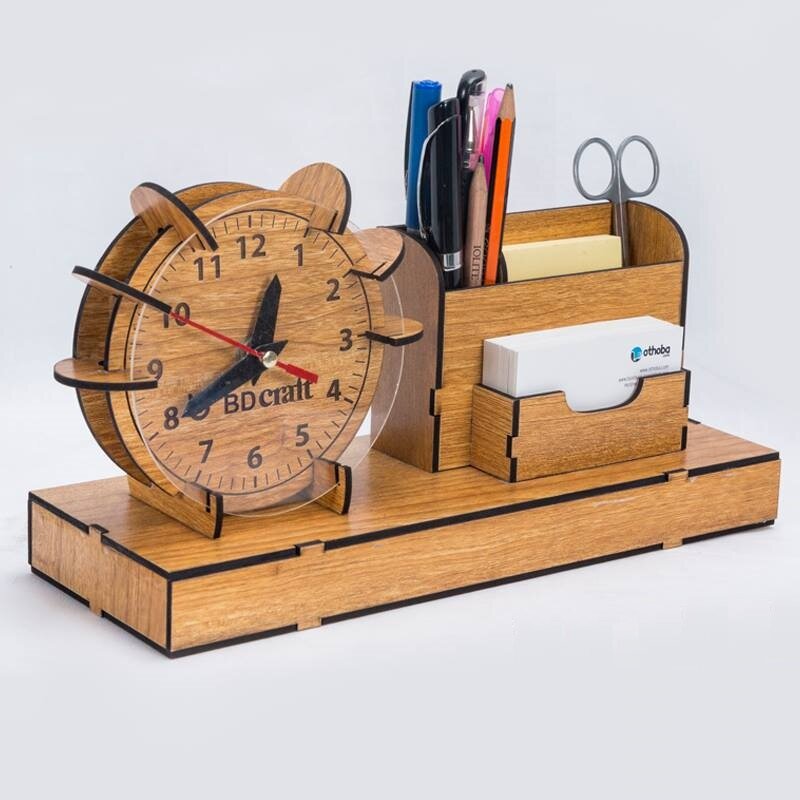 Intra απο ξύλο plywood 3mm-4mm πάχος - Organizer Clock Pen Slip Pad Holder Δίασταση 30x30 cm Intraeaxys-eo20kd37
