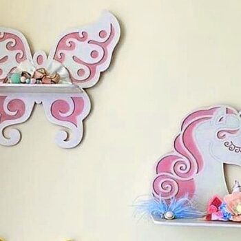 Intra απο ξύλο plywood 3mm-4mm πάχος - Ξύλινα ράφια Ράφι πεταλούδας μονόκερος Δίασταση 30x30 cm Intraeaxys-eo0qnew1 - Image 1