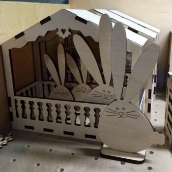 Intra απο ξύλο plywood 3mm-4mm πάχος - Όρθιο κουνέλι Πασχαλινό λαγουδάκι Δίασταση 30x30 cm Intraeaxys-joed0q61 - Image 1