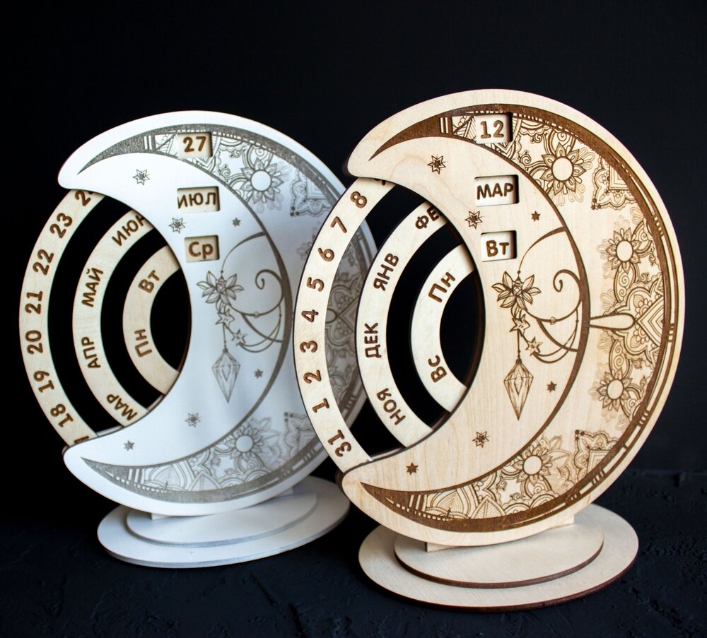 Intra απο ξύλο plywood 3mm-4mm πάχος - Ξύλινο διαρκές ημερολόγιο Δίασταση 30x30 cm Intraeaxys-qommdvko