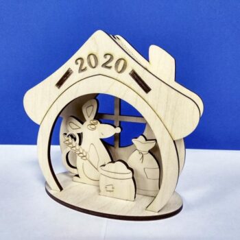 Intra απο ξύλο plywood 3mm-4mm πάχος - Διάταξη Σπίτι με ποντίκι 2020 Δίασταση 40x50 cm Intraeaxys-eo0qkxg1 - Image 1