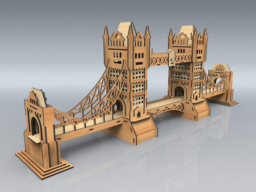 Intra απο ξύλο plywood 3mm-4mm πάχος - Μοντέλο Tower Bridge Δίασταση 40x50 cm Intraeaxys-eo4qkry7