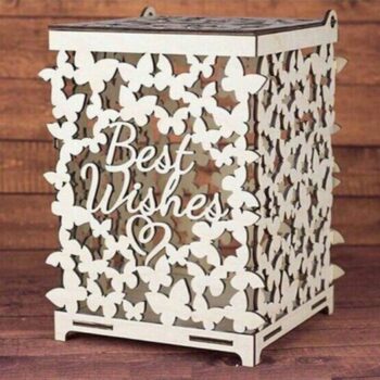 Intra απο ξύλο plywood 3mm-4mm πάχος - Κουτί γάμου για χρήματα Πεταλούδες Δίασταση 30x30 cm Intraeaxys-eo4gjyoj - Image 1