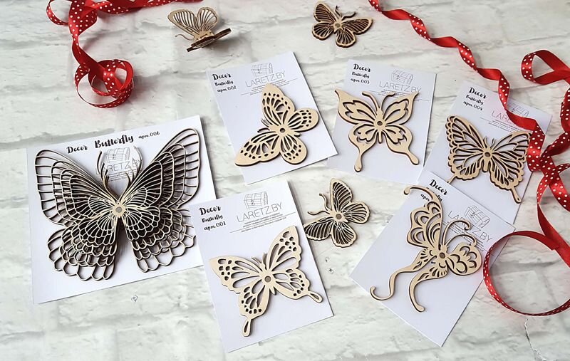 Intra απο ξύλο plywood 3mm-4mm πάχος - Decor Butterfly CNC Laser Δίασταση 30x30 cm Intraeaxys-p7yqq61q