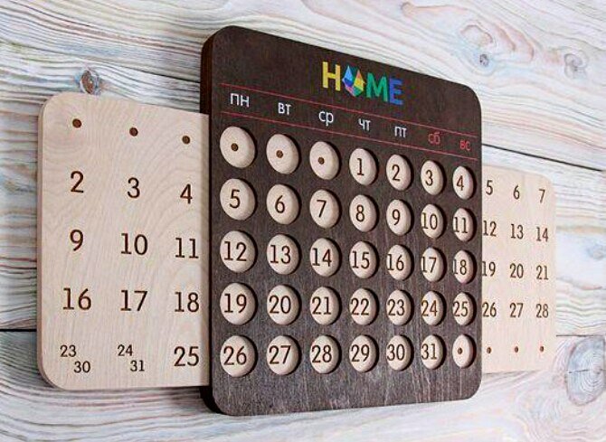 Intra απο ξύλο plywood 3mm-4mm πάχος - Σούπερ ημερολόγιο Δίασταση 30x30 cm Intraeaxys-yon4wx1r