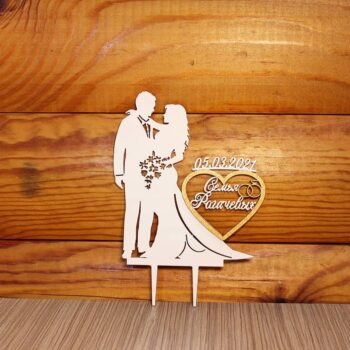 Intra απο ξύλο plywood 3mm-4mm πάχος - Toppers γαμήλιας τούρτας Νύφη και γαμπρός Δίασταση 30x30 cm Intraeaxys-r1z2yr21 - Image 1