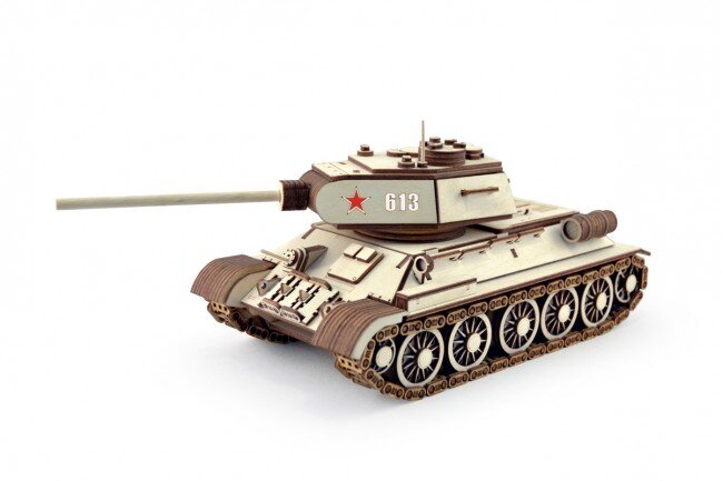 Intra απο ξύλο plywood 3mm-4mm πάχος - T-34 Tank 3D Puzzle Δίασταση 30x30 cm Intraeaxys-51rr0gd1