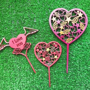 Intra απο ξύλο plywood 3mm-4mm πάχος - Love You Cake Topper Δίασταση 30x30 cm Intraeaxys-yon05k27 - Image 1