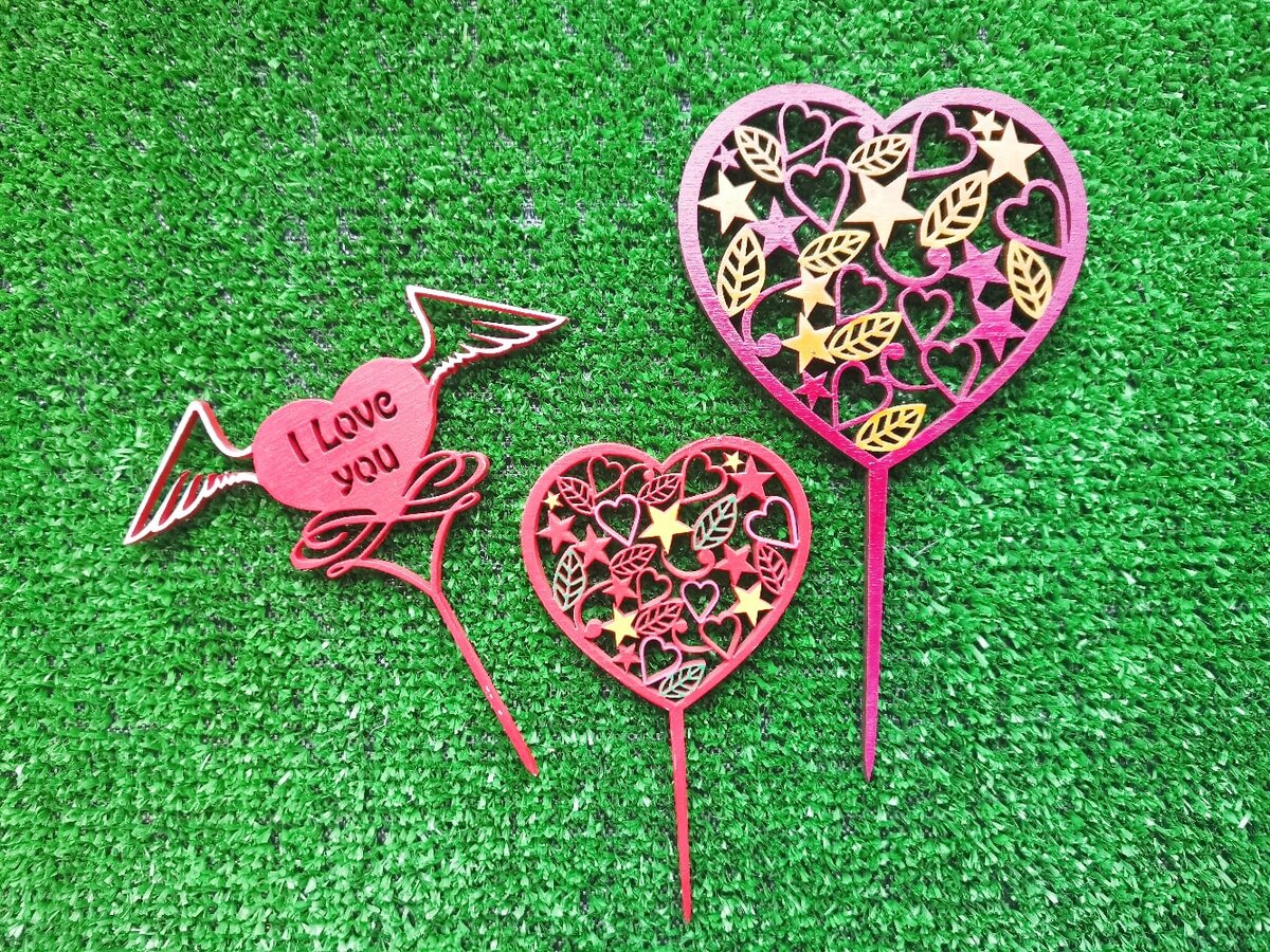 Intra απο ξύλο plywood 3mm-4mm πάχος - Love You Cake Topper Δίασταση 30x30 cm Intraeaxys-yon05k27