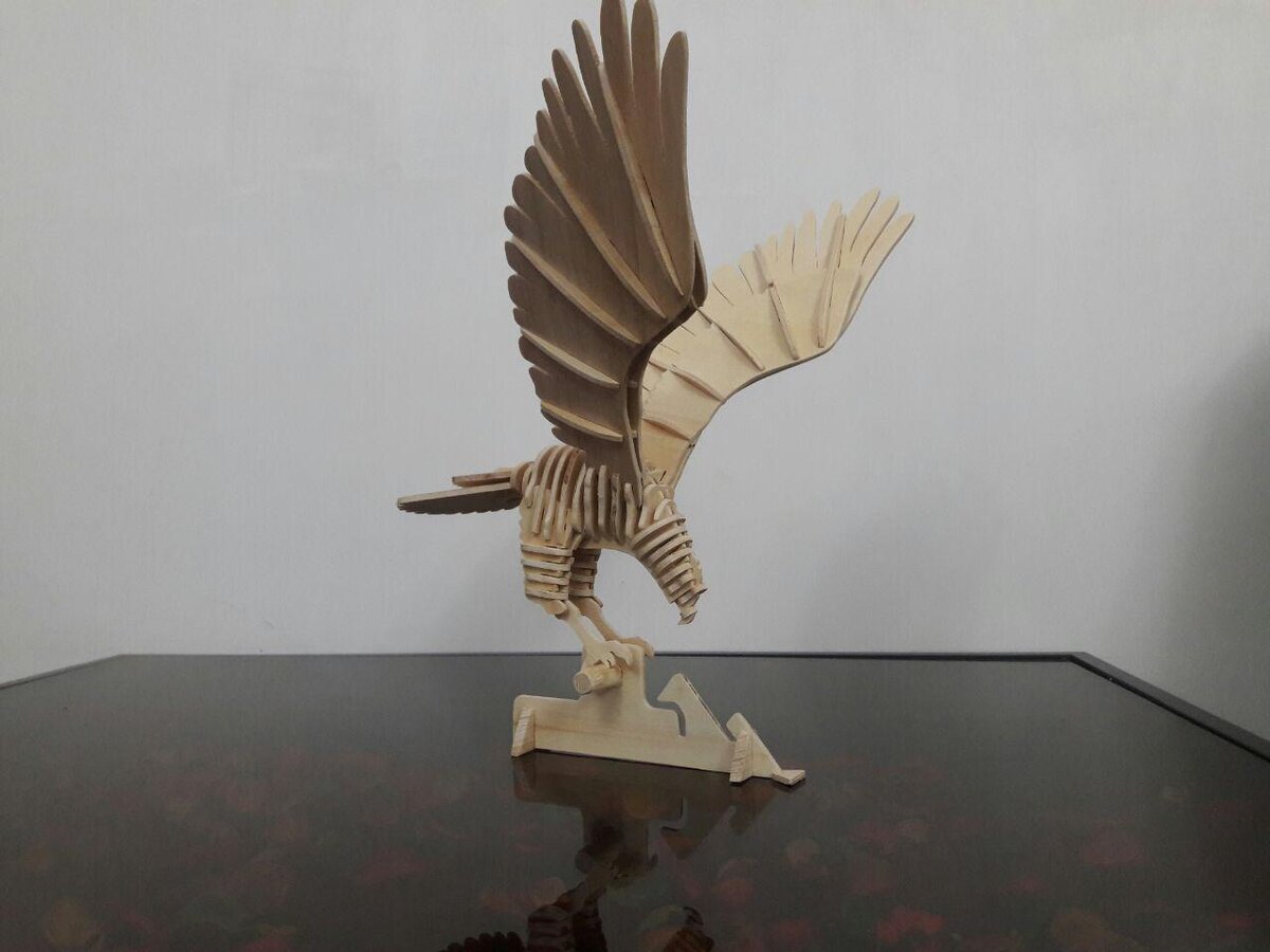 Intra απο ξύλο plywood 3mm-4mm πάχος - Hawk 3D Puzzle Δίασταση 30x30 cm Intraeaxys-pok38wj7
