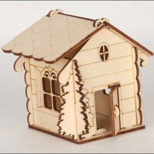 Intra απο ξύλο plywood 3mm-4mm πάχος - Κουτί σε σχήμα σπιτιού με δέντρο Δίασταση 30x30 cm Intraeaxys-67wlx3m1