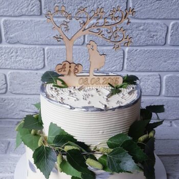 Intra απο ξύλο plywood 3mm-4mm πάχος - Topper για γαμήλια τούρτα Δίασταση 30x30 cm Intraeaxys-67wlnem1 - Image 1