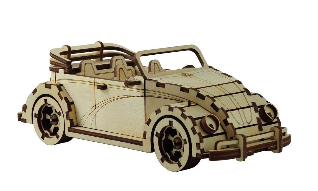 Intra απο ξύλο plywood 3mm-4mm πάχος - VW Fusca Cabriolet Δίασταση 30x30 cm Intraeaxys-eoxlprvo