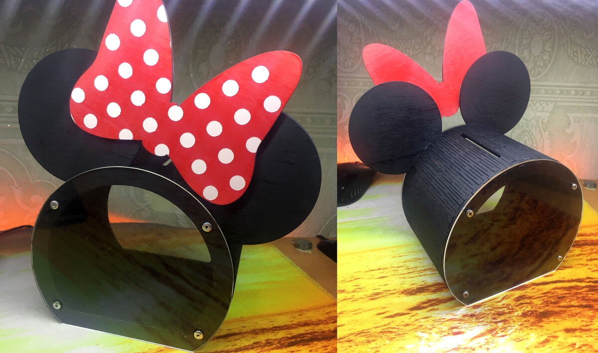 Intra απο ξύλο plywood 3mm-4mm πάχος - Piggy Bank Minnie Mouse Δίασταση 30x30 cm Intraeaxys-ro6y6n27