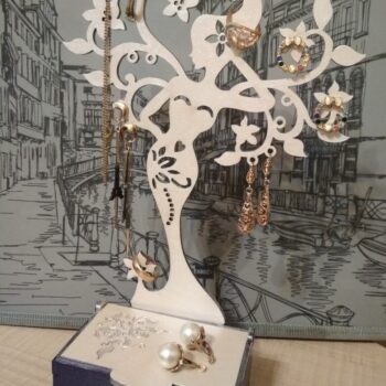 Intra απο ξύλο plywood 3mm-4mm πάχος - Jewelry Organizer Ξύλινο κουτί αποθήκευσης κοσμημάτων με κοσμηματοπωλείο δέντρο Δίασταση 30x30 cm Intraeaxys-6o3yxd37 - Image 1