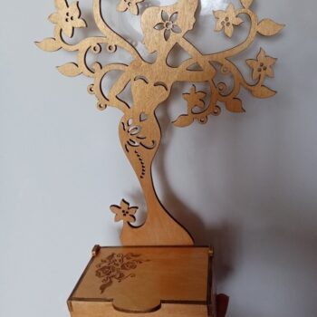 Intra απο ξύλο plywood 3mm-4mm πάχος - Jewelry Organizer Ξύλινο κουτί αποθήκευσης κοσμημάτων με κοσμηματοπωλείο δέντρο Δίασταση 30x30 cm Intraeaxys-6o3yxd37 - Image 3