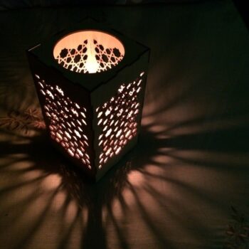 Intra απο ξύλο plywood 3mm-4mm πάχος - Ισλαμικό φανάρι με κερί Δίασταση 30x30 cm Intraeaxys-r7vmz2l7 - Image 3