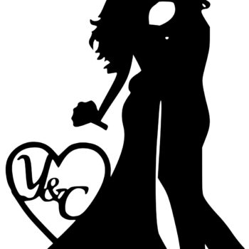 Intra απο ξύλο plywood 3mm-4mm πάχος - Διάνυσμα κυρίου και κυρίας σιλουέτα μαύρη νύφη και γαμπρός Δίασταση 30x30 cm Intraeaxys-eoxgwg7z - Image 1