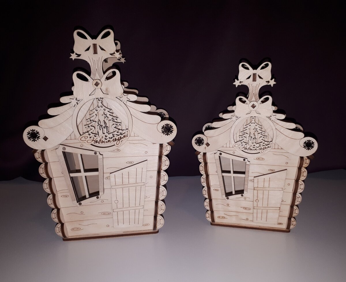 Intra απο ξύλο plywood 3mm-4mm πάχος - Χριστουγεννιάτικη μπομπονιέρα Δίασταση 30x30 cm Intraeaxys-078y55mo