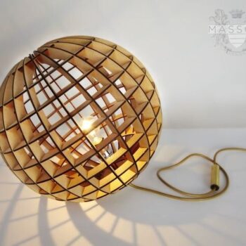 Intra απο ξύλο plywood 3mm-4mm πάχος - Ξύλο σφαιρικό φωτιστικό Δίασταση 30x30 cm Intraeaxys-voqg0512 - Image 1