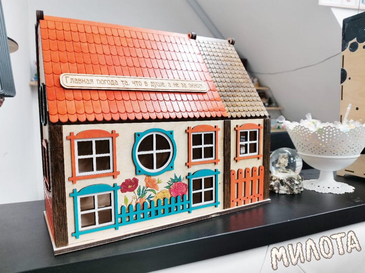 Intra απο ξύλο plywood 3mm-4mm πάχος - Tea House Φακουλάκια τσαγιού αποθήκευσης με κουτί αποθήκευσης καραμέλας Δίασταση 40x50 cm Intraeaxys-qommnpro