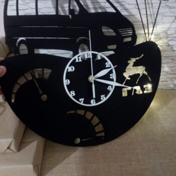 Intra απο ξύλο plywood 3mm-4mm πάχος - Πρότυπο ρολογιού τοίχου δίσκου Van Vinyl Δίασταση 30x30 cm Intraeaxys-r7vm4j27 - Image 1