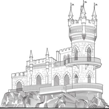 Intra απο ξύλο plywood 3mm-4mm πάχος - Κάστρο Διάνυσμα γραμμή σχεδίασης διανυσματική τέχνη Δίασταση 30x30 cm Intraeaxys-ro6rq6ox - Image 1