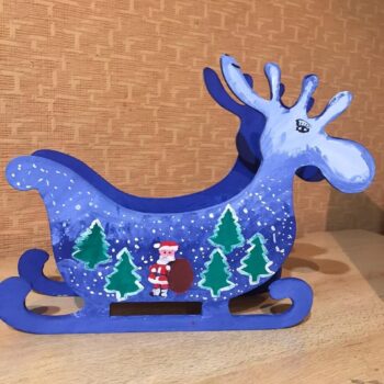 Intra απο ξύλο plywood 3mm-4mm πάχος - Deer Candy Dish Sleigh Candy Bowl Χριστουγεννιάτικη διακόσμηση τραπεζιού Δίασταση 30x30 cm Intraeaxys-r7vmj3l7 - Image 1