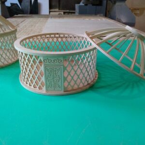 Intra απο ξύλο plywood 3mm-4mm πάχος - Κουτί σε σχήμα γιουρτ της Μογγολίας Δίασταση 30x30 cm Intraeaxys-lopqp537