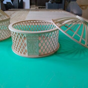 Intra απο ξύλο plywood 3mm-4mm πάχος - Κουτί σε σχήμα γιουρτ της Μογγολίας Δίασταση 30x30 cm Intraeaxys-lopqp537 - Image 1