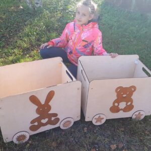 Intra απο ξύλο plywood 3mm-4mm πάχος - Κουτί παιχνιδιών σε ρόδες Δίασταση 30x30 cm Intraeaxys-r1z2gpm1