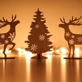 Intra απο ξύλο plywood 3mm-4mm πάχος - Διακοσμήσεις χριστουγεννιάτικων δέντρων και ελαφιών Δίασταση 30x30 cm Intraeaxys-r7vmgrk7 - Image 1