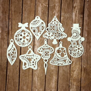 Intra απο ξύλο plywood 3mm-4mm πάχος - Steampunk Χριστουγεννιάτικα στολίδια Δίασταση 10x10 cm Intraeaxys-zo9yllr7 - Image 1