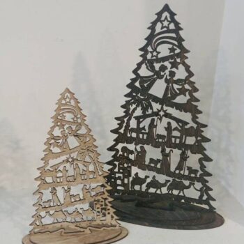 Intra απο ξύλο plywood 3mm-4mm πάχος - Χριστουγεννιάτικο δέντρο με θέμα τη Γέννηση Δίασταση 30x30 cm Intraeaxys-zo9ydzw7 - Image 1