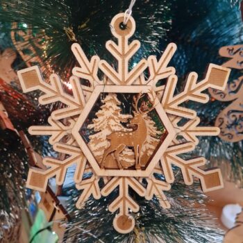Intra απο ξύλο plywood 3mm-4mm πάχος - Παιχνίδια Χριστουγεννιάτικου Δέντρου από ξύλινα ελάφια Snowflakes Δίασταση 30x30 cm Intraeaxys-yon0yjg7 - Image 3