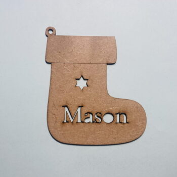 Intra απο ξύλο plywood 3mm-4mm πάχος - Εξατομικευμένο χριστουγεννιάτικο στολίδι κάλτσας Δίασταση 10x10 cm Intraeaxys-voq20x5o - Image 1