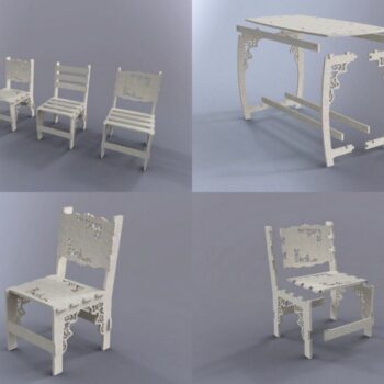 Intra απο ξύλο plywood 3mm-4mm πάχος - Τραπέζι και Καρέκλα Επίπεδο Δίασταση 30x30 cm Intraeaxys-ro6yq227 - Image 1