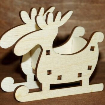 Intra απο ξύλο plywood 3mm-4mm πάχος - Χριστουγεννιάτικο στολίδι με έλκηθρο αλκών Δίασταση 10x10 cm Intraeaxys-r1z2ggp1 - Image 1