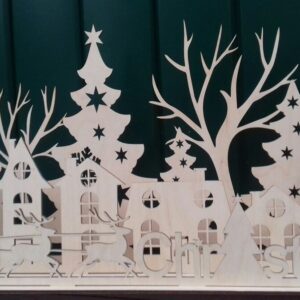 Intra απο ξύλο plywood 3mm-4mm πάχος - Χριστούγεννα Santa Deer Δίασταση 30x30 cm Intraeaxys-078yvwjo