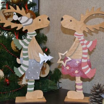 Intra απο ξύλο plywood 3mm-4mm πάχος - Χριστουγεννιάτικα στολίδια ξύλινα ελάφια Δίασταση 10x10 cm Intraeaxys-6o3yv3j7 - Image 1
