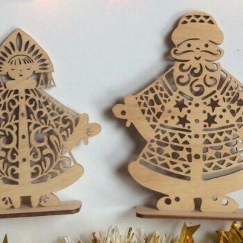 Intra απο ξύλο plywood 3mm-4mm πάχος - Χριστουγεννιάτικη διακόσμηση Ded Moroz And Snegurochka Russian Santa Father Frost Δίασταση 30x30 cm Intraeaxys-p7ymjz67 - Image 1