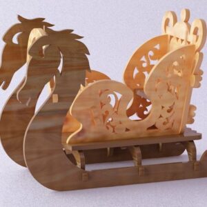 Intra απο ξύλο plywood 3mm-4mm πάχος - Χριστουγεννιάτικα στολίδια με έλκηθρο Δίασταση 10x10 cm Intraeaxys-67wlpew1