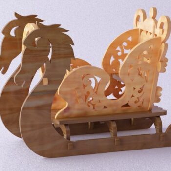 Intra απο ξύλο plywood 3mm-4mm πάχος - Χριστουγεννιάτικα στολίδια με έλκηθρο Δίασταση 10x10 cm Intraeaxys-67wlpew1 - Image 1