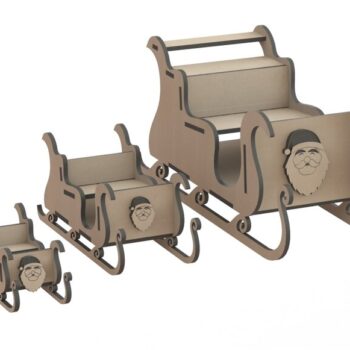 Intra απο ξύλο plywood 3mm-4mm πάχος - Τρισδιάστατη χριστουγεννιάτικη ξύλινη χειροτεχνία με έλκηθρο Δίασταση 30x30 cm Intraeaxys-eo2ej6o8 - Image 1