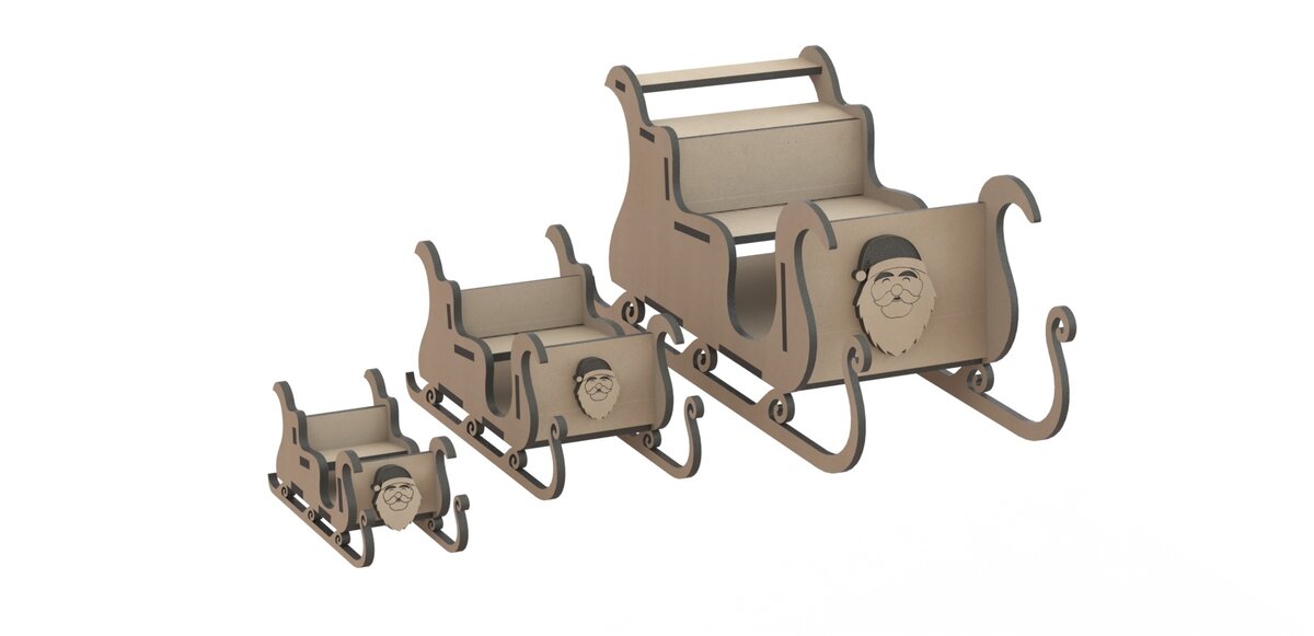 Intra απο ξύλο plywood 3mm-4mm πάχος - Χριστουγεννιάτικο μοτίβο έλκηθρου Άγιου Βασίλη Δίασταση 30x30 cm Intraeaxys-6o3pjr7n