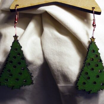 Intra απο ξύλο plywood 3mm-4mm πάχος - Σκουλαρίκια Χριστουγεννιάτικου Δέντρου 2-3mm Δίασταση 3x3 cm Intraeaxys-51rrkq31 - Image 1