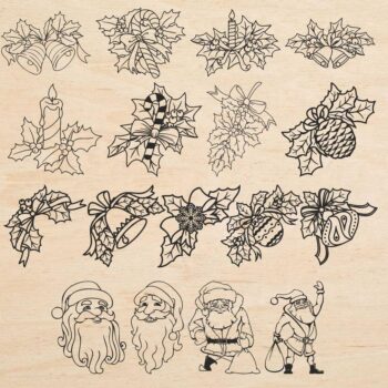 Intra απο ξύλο plywood 3mm-4mm πάχος - Χριστουγεννιάτικα στολίδια Santa Flowers Χαρακτική με λέιζερ Δίασταση 10x10 cm Intraeaxys-eo4qjdg7 - Image 1