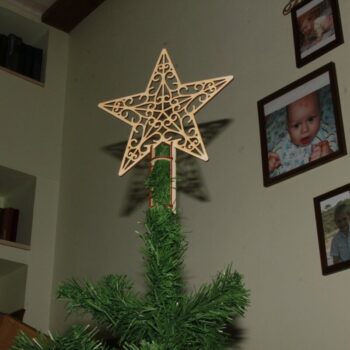 Intra απο ξύλο plywood 3mm-4mm πάχος - Αστέρι στο χριστουγεννιάτικο δέντρο το νέο έτος Δίασταση 30x30 cm Intraeaxys-qomm23ko - Image 1