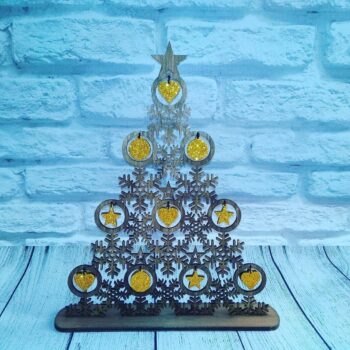 Intra απο ξύλο plywood 3mm-4mm πάχος - Χριστουγεννιάτικο δέντρο από νιφάδες χιονιού Δίασταση 30x30 cm Intraeaxys-pok3pzk7 - Image 1